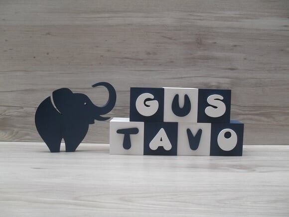 Nomes em Cubos - Mod. Infantil - 6 x 6 x 6 cm - 7 Letras