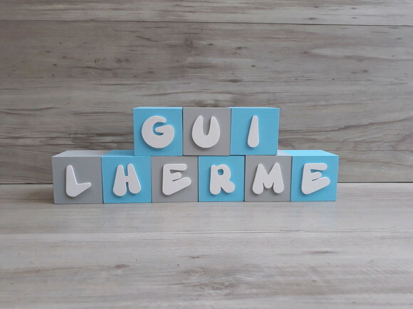 Nomes em Cubos - Mod. Infantil - 6 x 6 x 6 cm - 9 Letras