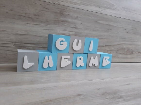 Nomes em Cubos - Mod. Infantil - 6 x 6 x 6 cm - 9 Letras