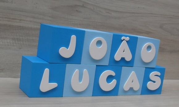 Nomes em Cubos - Mod. Infantil - 6 x 6 x 6 cm - 9 Letras