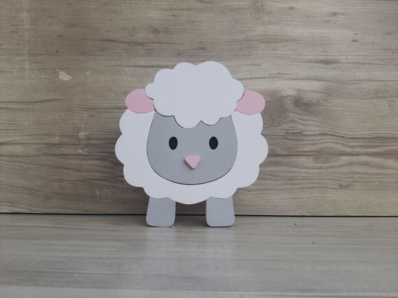 Ovelha de Mesa em mdf - Decoração Fazendinha - 15 cm