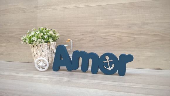Palavra Amor em mdf - Mod Pk Vazado Âncora - 10 cm