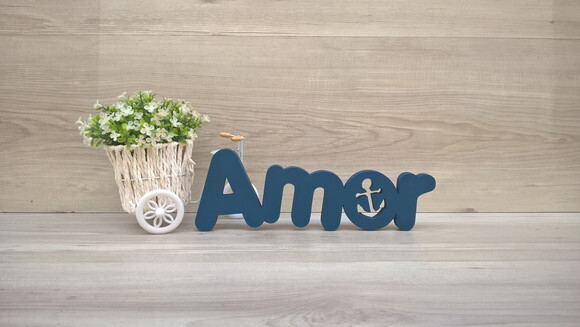 Palavra Amor em mdf - Mod Pk Vazado Âncora - 10 cm