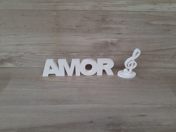 Palavra de mesa em MDF - AMOR + Clave de Sol