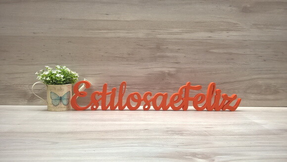 Palavra de Mesa em mdf - Linha Ck - Estilosa e Feliz - 10 cm