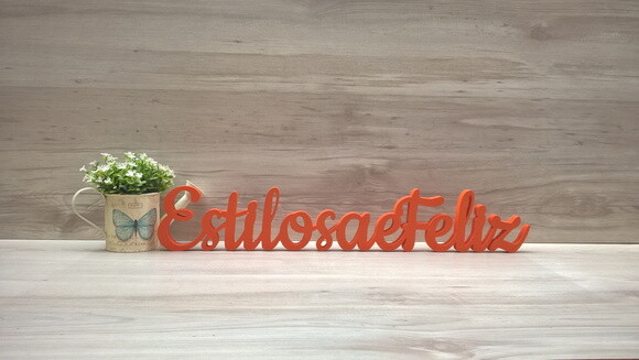 Palavra de Mesa em mdf - Linha Ck - Estilosa e Feliz - 10 cm