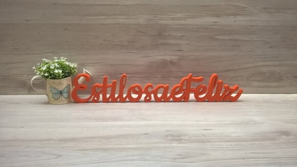 Palavra de Mesa em mdf - Linha Ck - Estilosa e Feliz - 10 cm