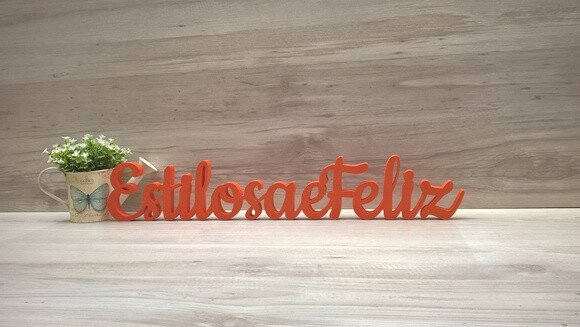 Palavra de Mesa em mdf - Linha Ck - Estilosa e Feliz - 10 cm