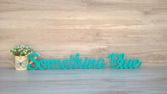 Palavra de Mesa em mdf - Linha Ck - Something Blue 10 cm