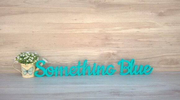 Palavra de Mesa em mdf - Linha Ck - Something Blue 10 cm