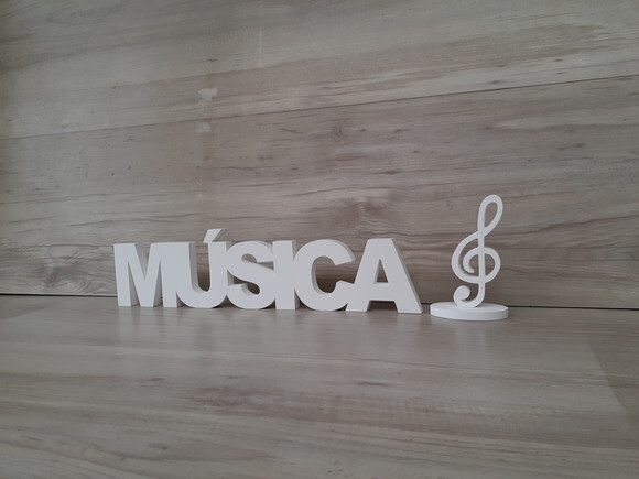 Palavra de mesa em MDF - MÚSICA + Clave de Sol