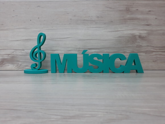 Palavra de mesa em MDF - MÚSICA tamanho P + Clave de Sol
