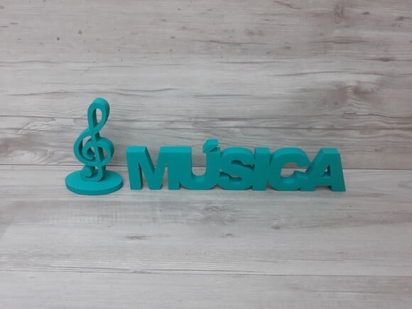 Palavra de mesa em MDF - MÚSICA tamanho P + Clave de Sol