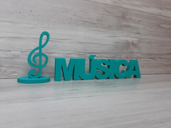 Palavra de mesa em MDF - MÚSICA tamanho P + Clave de Sol