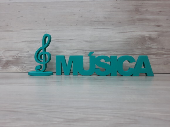Palavra de mesa em MDF - MÚSICA tamanho P + Clave de Sol