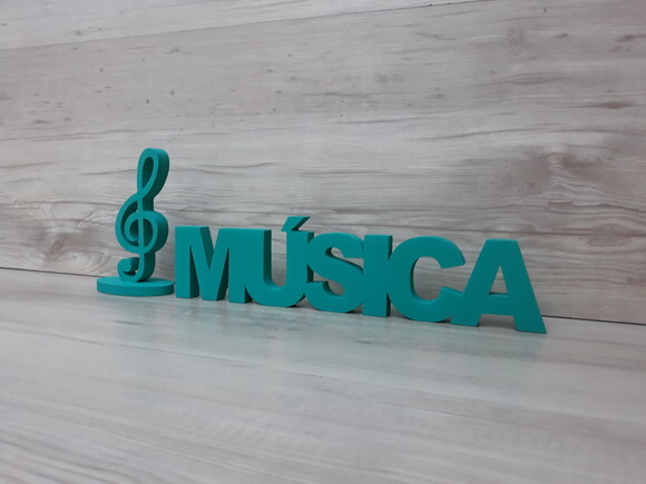Palavra de mesa em MDF - MÚSICA tamanho P + Clave de Sol