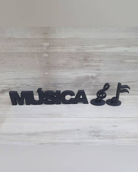 Palavra de mesa MDF - MÚSICA + 2 Notas Musicais
