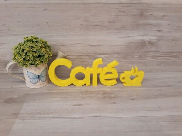 Palavra decorativa Café + escultura xícara