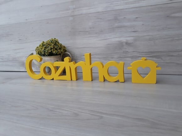 Palavra Decorativa Cozinha + Panelinha - Peça de Mesa em mdf