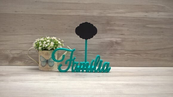 Palavra decorativa Família Mod LS + lousa de mesa