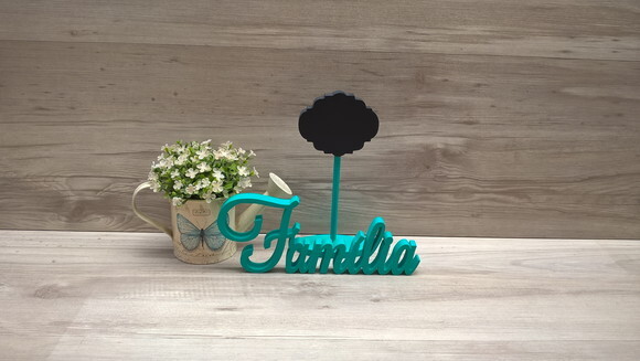 Palavra decorativa Família Mod LS + lousa de mesa