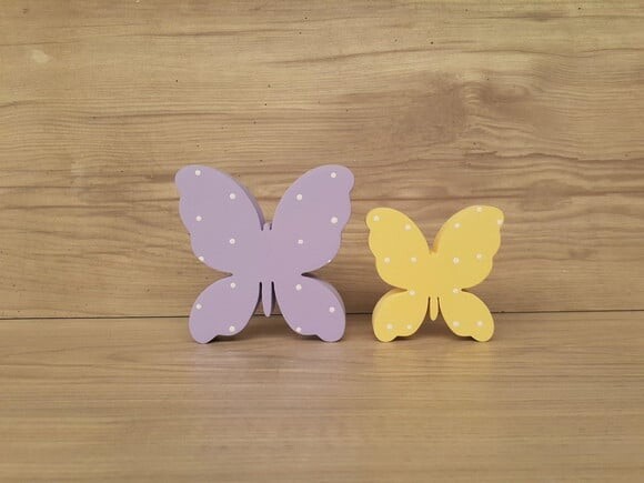 Par de Borboletas de mesa em mdf - 8 e 6 cm