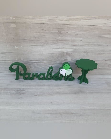 Parabéns - Palavra em mdf - Tema Balões + Mini Boleira