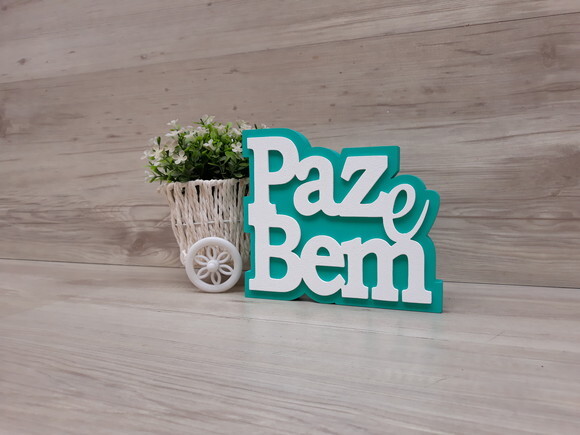 Paz e Bem - palavras de mesa em mdf