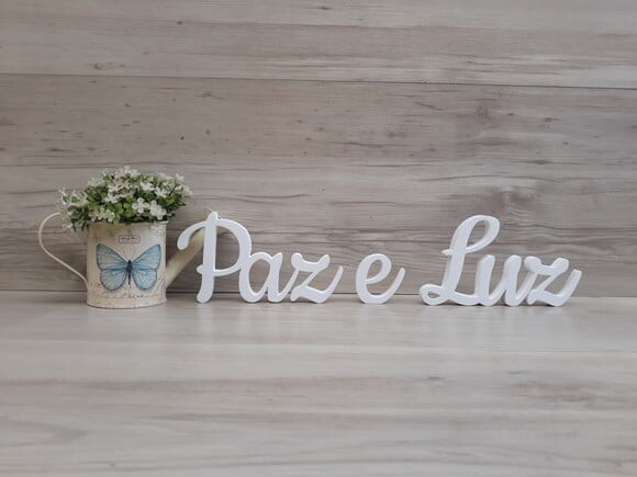 Paz e Luz - Palavras Decorativas de mesa em MDF