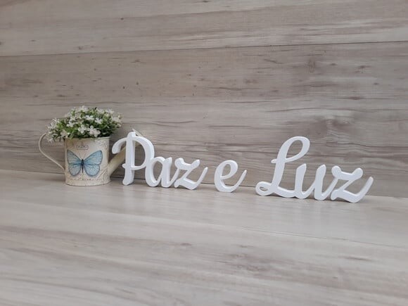 Paz e Luz - Palavras Decorativas de mesa em MDF