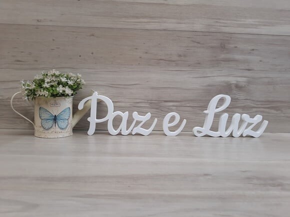 Paz e Luz - Palavras Decorativas de mesa em MDF