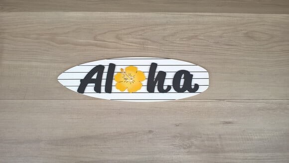 Placa de porta Aloha com Hibisco