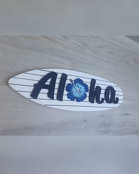 Placa de Porta Aloha com Hibisco