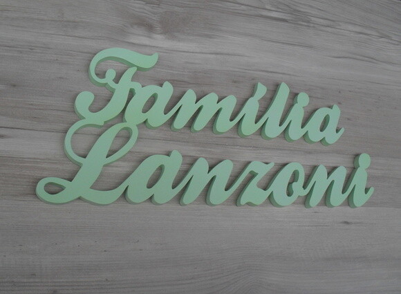Placa de Porta em mdf - Família Sobrenome - Lanzoni - 16 cm