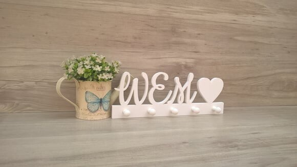 Porta Chaves Iniciais com coração (3 letras + coração)