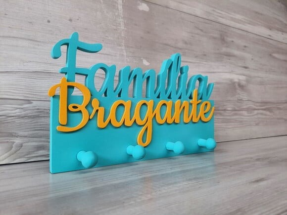 Porta Chaves Personalizado Família Sobrenome - 8 Letras