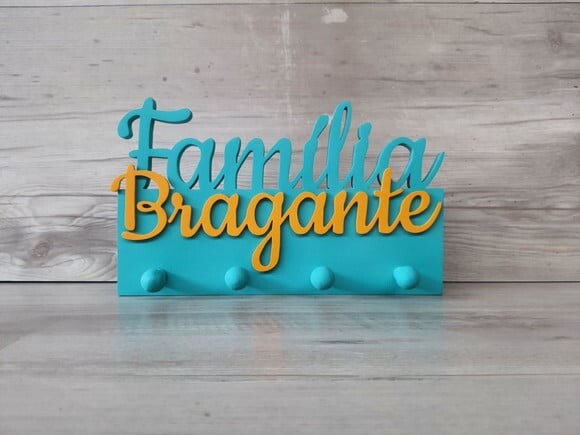 Porta Chaves Personalizado Família Sobrenome - 8 Letras