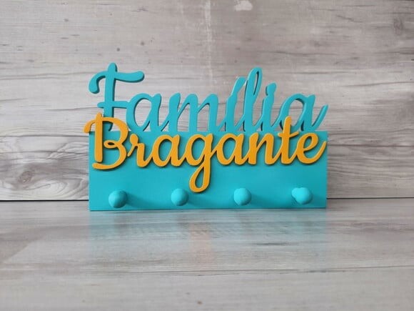 Porta Chaves Personalizado Família Sobrenome - 8 Letras