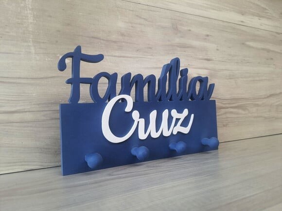 Porta Chaves Personalizado Família Sobrenome - até 7 Letras