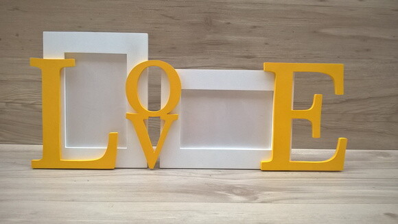 Porta Retrato Duplo LOVE Amarelo