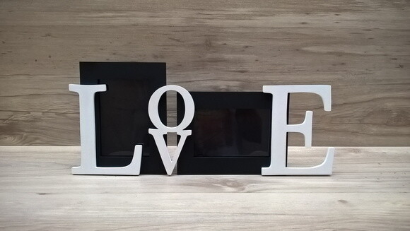 Porta Retrato Duplo LOVE Branco e Preto