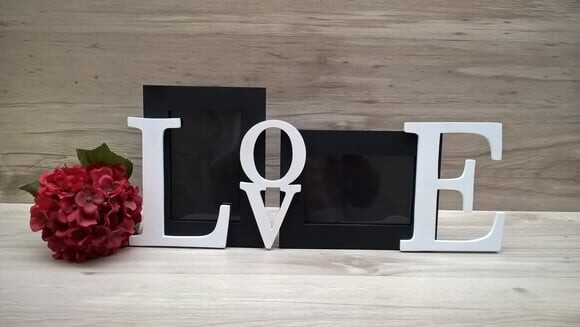 Porta Retrato Duplo LOVE Branco e Preto