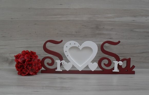 Porta Retrato Sr e Sra - letras em MDF