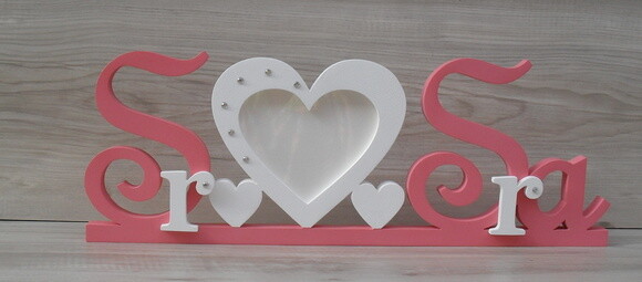 Porta Retrato Sr e Sra - letras em MDF