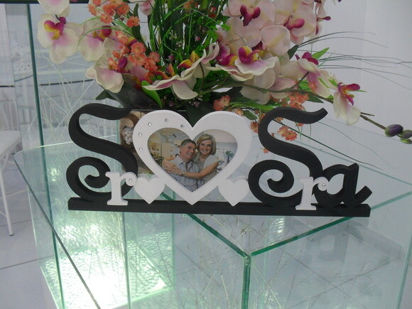 Porta Retrato Sr e Sra - letras em MDF