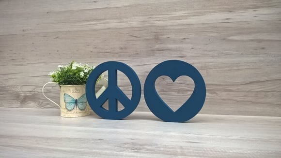 Simbolos Paz e Amor - 15 cm DUO