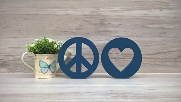 Simbolos Paz e Amor - 15 cm DUO