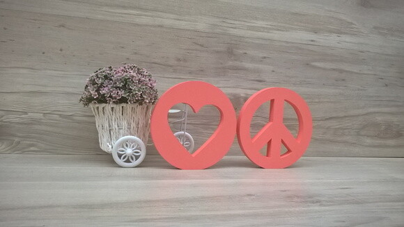 Simbolos Paz e Amor - 15 cm DUO