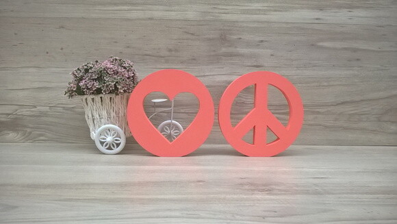 Simbolos Paz e Amor - 15 cm DUO