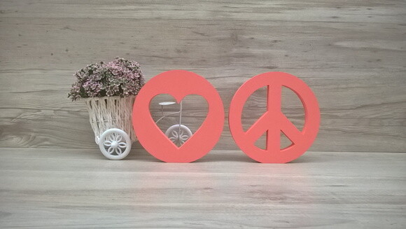 Simbolos Paz e Amor - 15 cm DUO
